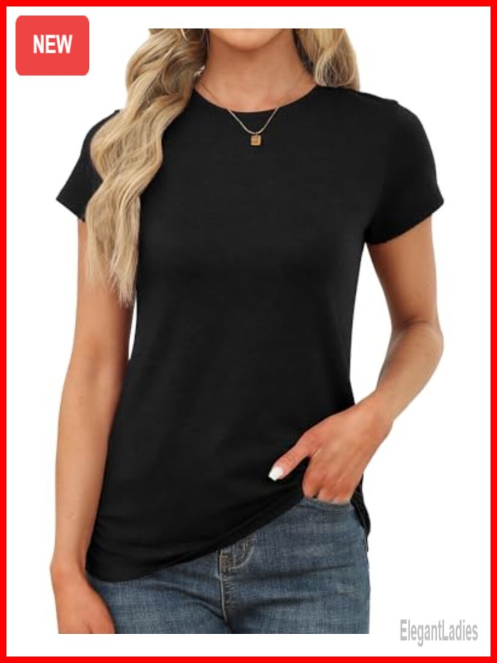 Women's Short Sleeve Crew Neck Summer Stretchy Basic T-Shirt Tee